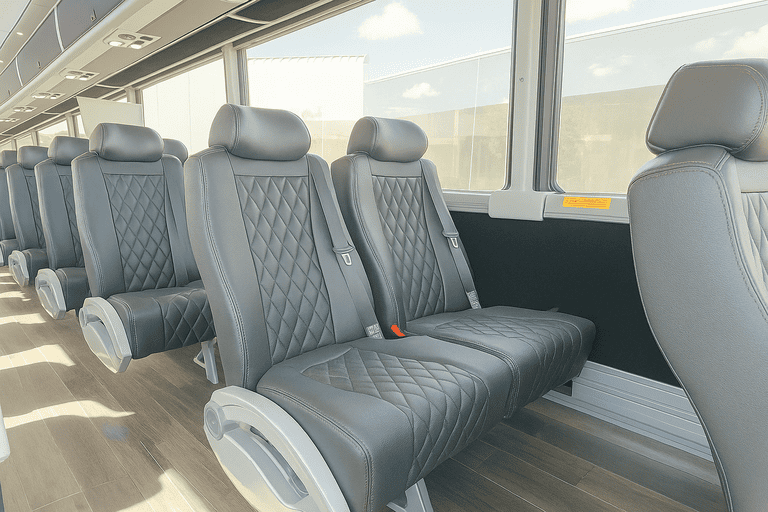 interior of Boston Shuttle Bus Rentals charter bus